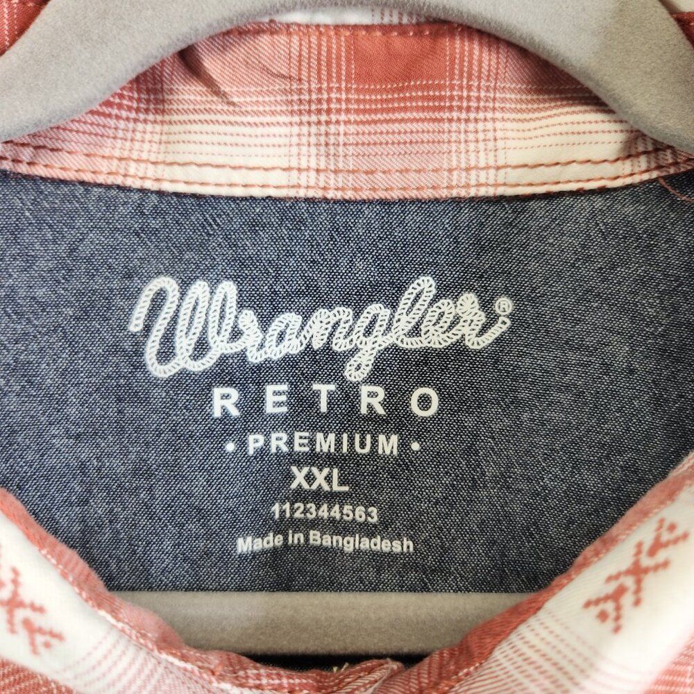 Wrangler Shirt Mens XXL Red Plaid Retro Premium Pearl Snap Yoked Rodeo Ranch - Picture 9 of 12